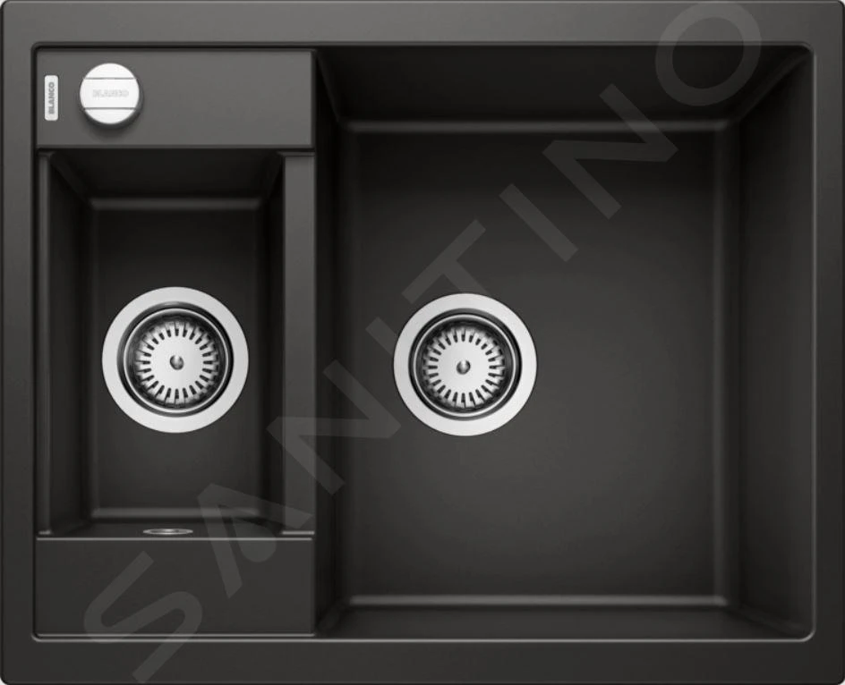 Blanco Metra 6 - Silgranit Spoelbak, 615x500 Mm, Met Draaiknopbediening, Zwart 525922