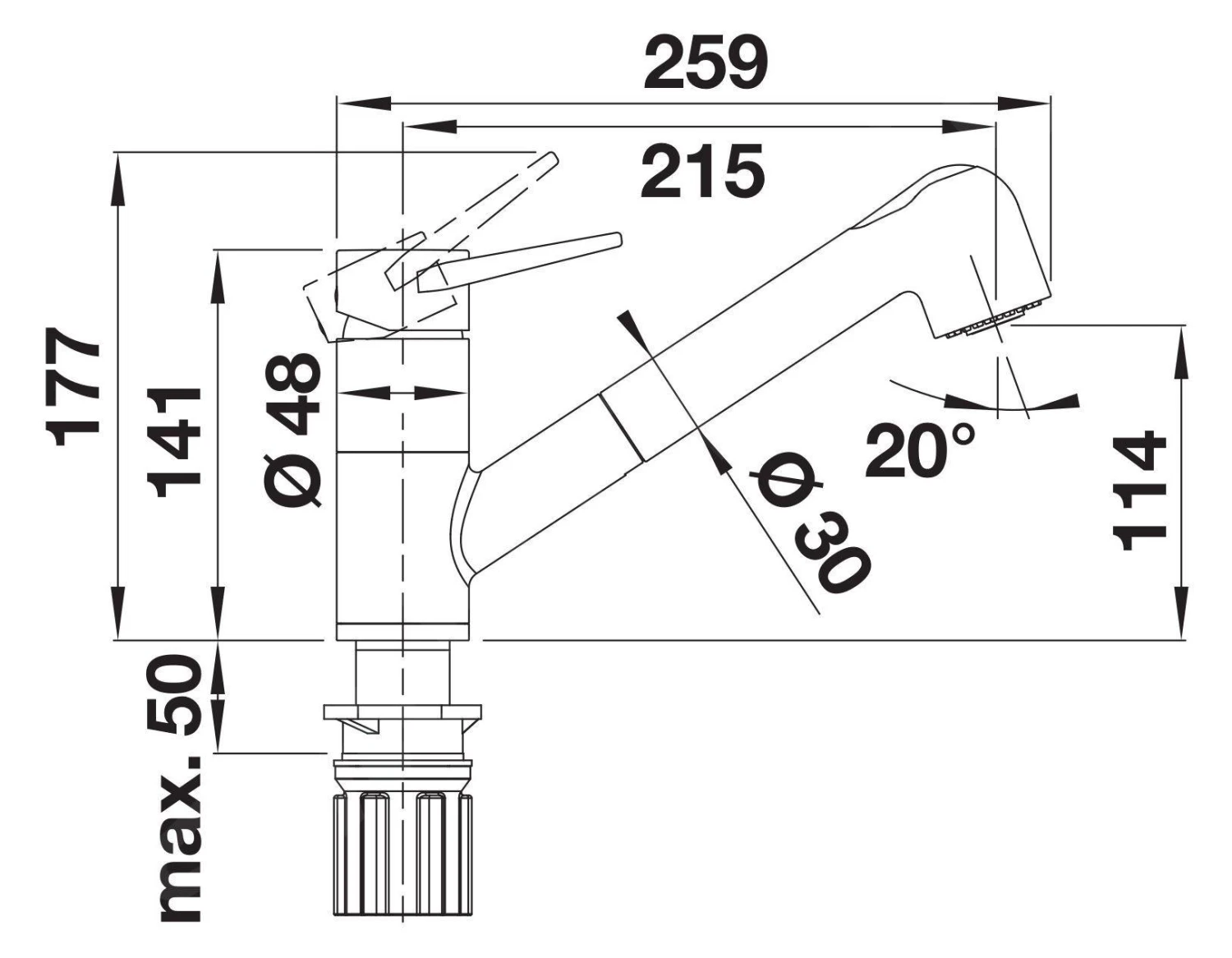 Blanco Wega S - Keukenkraan Met Uittrekbare Sproeikop, Antraciet/chroom 526420 - Afbeelding 2