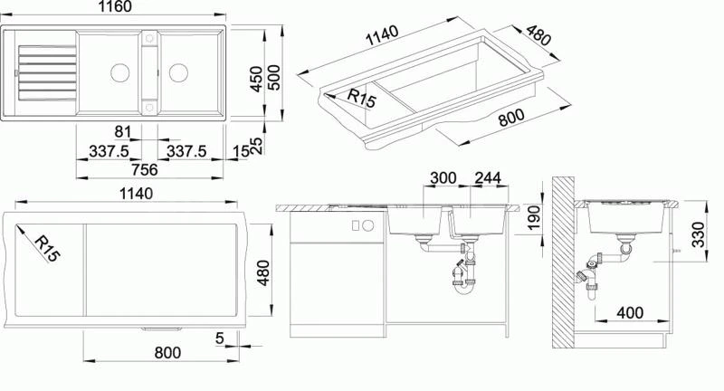 Blanco Zia 8 - Silgranit Spoelbak, 1160x500 Mm, Antraciet 515605 - Afbeelding 2