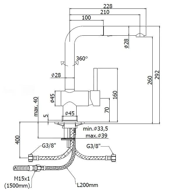 Paffoni Light - Keukenkraan Met Uittrekbare Handdouche, Chroom LIG285CR-MET - Afbeelding 2