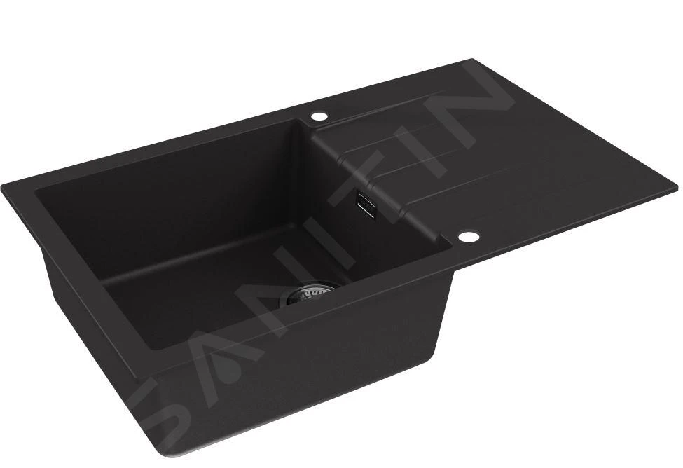 Alveus Cadit - Granieten Spoelbak 860x500 Mm, Met Draaiknopbediening, Carbon 1132031 - Afbeelding 3