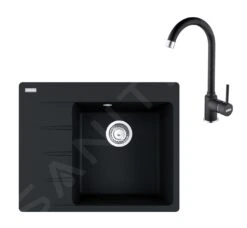Franke Sets - Set G231, Fragraniet Spoelbak CNG 611-62 TL/7 En Keukenkraan FP 9000.071, Onyx 114.0650.792