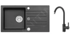 Alveus Sets - Set Granieten Spoelbak Cortina 140 En Keukenkraan Tonia, Carbon SETA735