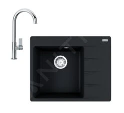 Franke Sets - Set G214, Fragraniet Spoelbak CNG 611-62 TL/2 En Keukenkraan FP 0408.031, Onyx/chroom 114.0650.762