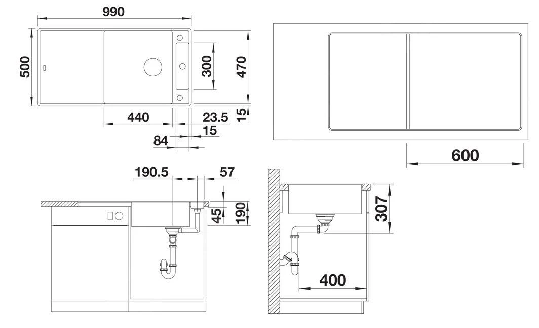 Blanco Axia III XL 6 - Silgranit Spoelbak, 990x500 Mm, Met Afvoerbediening En Toebehoren, InFino, Zacht Wit 527054 - Afbeelding 2