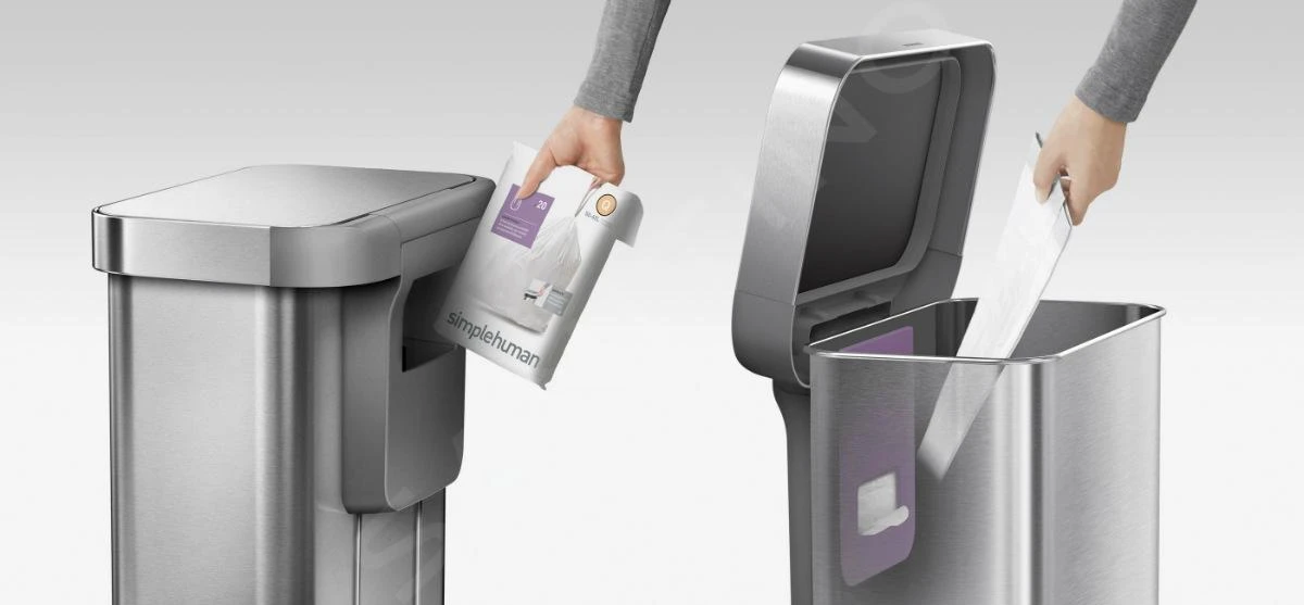 Simplehuman Afvalemmers - Afvalbak Met Zakenhouder, 45 L, Wit CW2027 - Afbeelding 8