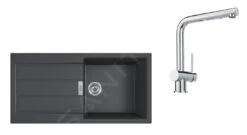 Franke Sets - Set T76, Tectonite Spoelbak S2D 611-100 En Keukenkraan SAMOA, Zwart/chroom 143.0616.929