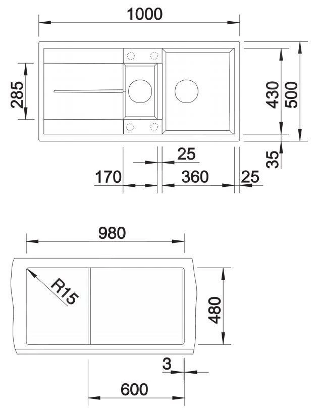 Blanco Metra 6 - Silgranit Spoelbak, 1000x500 Mm, Met Draaiknopbediening, Koffie 515045 - Afbeelding 2