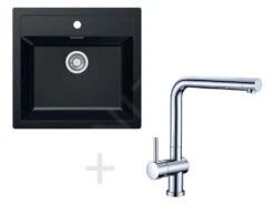 Franke Sets - Spoelbakset T13, Tectonite Spoelbak SID 610, Zwart + Keukenkraan Samoa, Chroom 114.0283.125