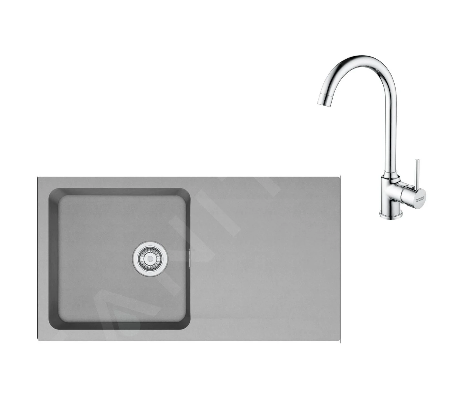 Franke Sets - Set T98, Tectonite Spoelbak OID 611 En Kraan FP 9000.031, Grijs/chroom 143.0675.702