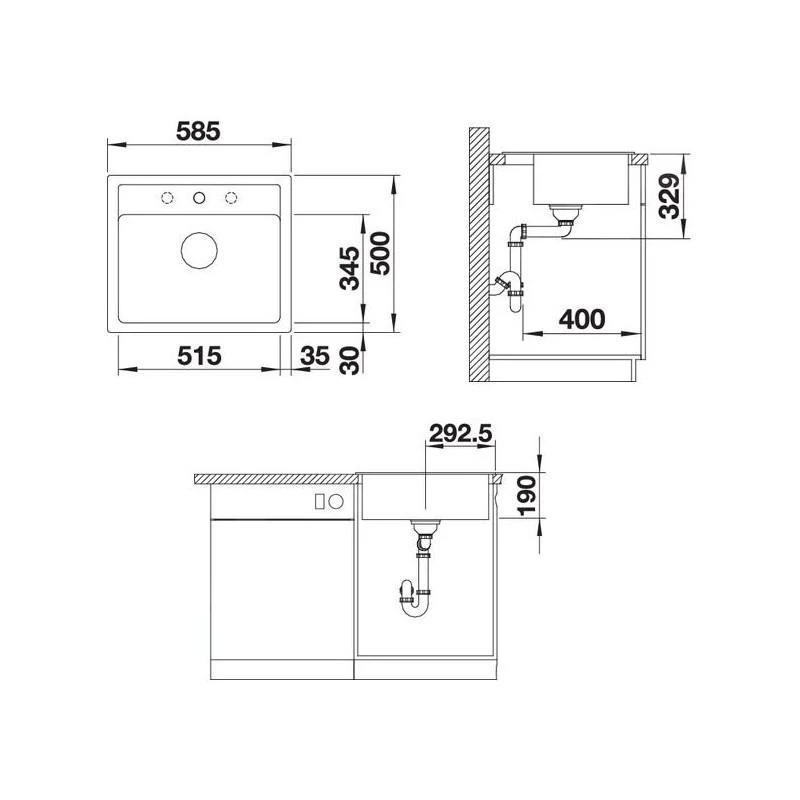 Blanco Legra 6 - Silgranit Spoelbak, 585x500 Mm, Zwart 526084 - Afbeelding 2