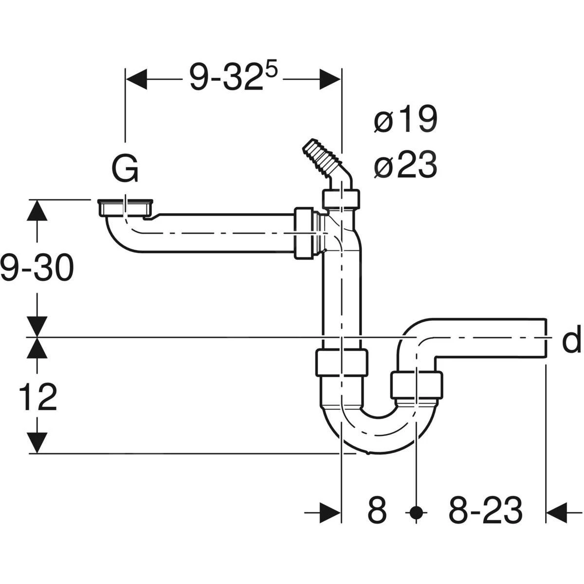 Geberit Toebehoren - Buissifon Voor Spoelbak, Ruimtesparend Model, Afvoer Horizontaal, D 40 Mm 152.885.11.1 - Afbeelding 2