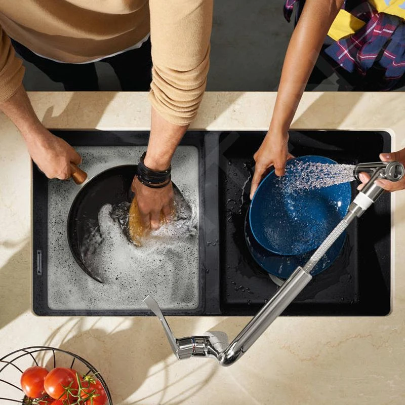 Hansgrohe Spoelbakken - Onderbouwspoelbak Graniet S510-U770, Zwart Grafiet 43434170 - Afbeelding 3