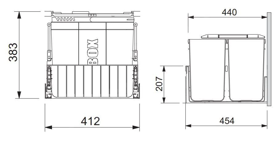 Franke Sorters - 300-45 Trio Inbouw Afvalemmer 121.0150.145 - Afbeelding 2