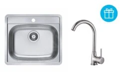 Alveus Sets - Set Spoelbak More 10, Keukenkraan Karina + Cadeau, Chroom SETA740