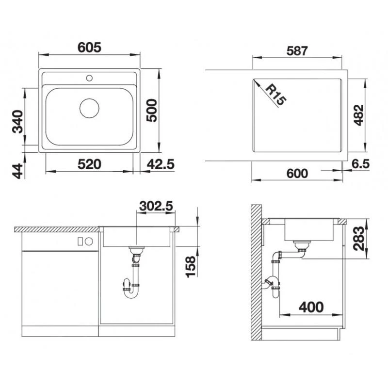 Blanco Dana - Spoelbak, 605x500 Mm, Rvs 525323 - Afbeelding 2