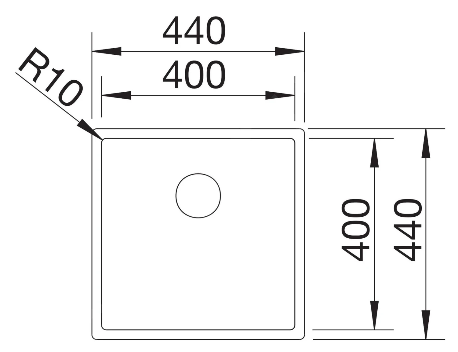 Blanco Claron 400 - Spoelbak, 440x440 Mm, Rvs Durinox 523385 - Afbeelding 2