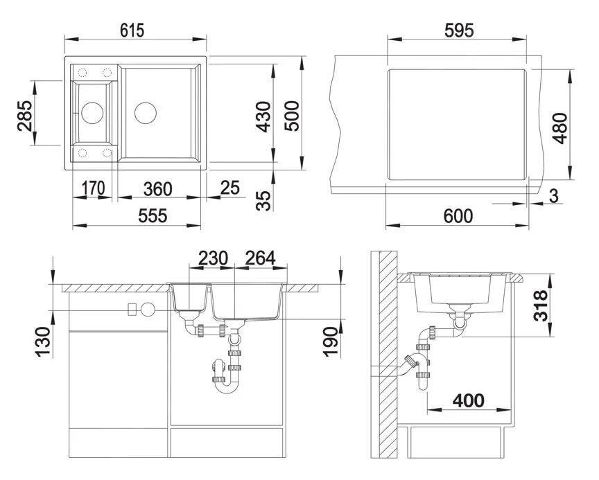 Blanco Metra 6 - Silgranit Spoelbak, 615x500 Mm, Met Afvoerbediening, Zacht Wit 527112 - Afbeelding 2