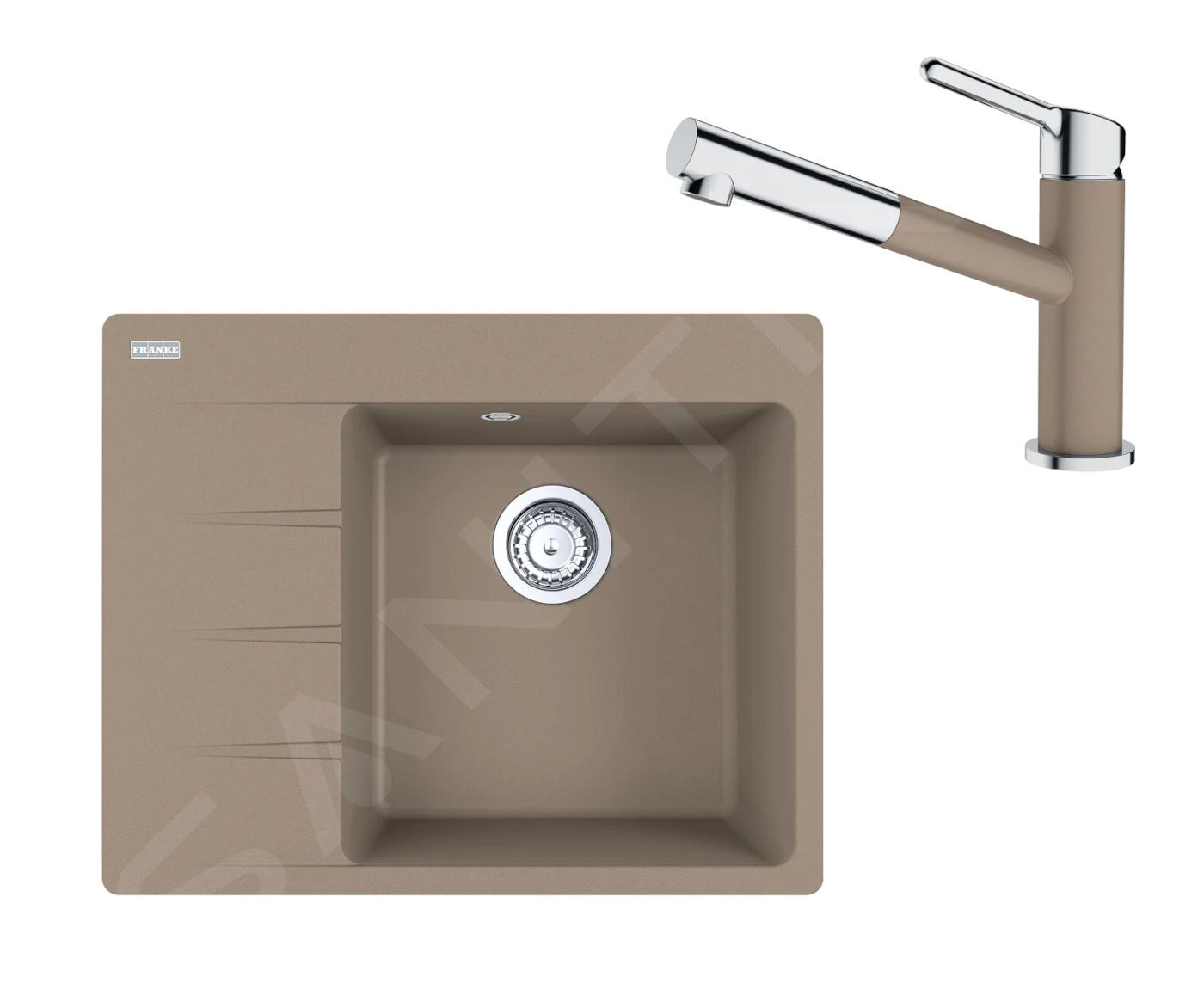 Franke Sets - Set G223, Fragraniet Spoelbak CNG 611-62 TL/7 En Keukenkraan FC 3055.424, Cashmere/chroom 114.0650.774