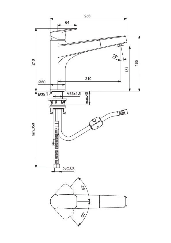 Ideal Standard CeraPlan - Keukenkraan Met Uittrekbare Sproeikop, BlueStart, Chroom BD332AA - Afbeelding 2