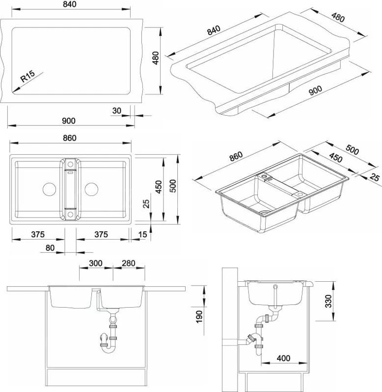 Blanco Zia 9 - Silgranit Spoelbak, 860x500 Mm, Zwart 526029 - Afbeelding 2