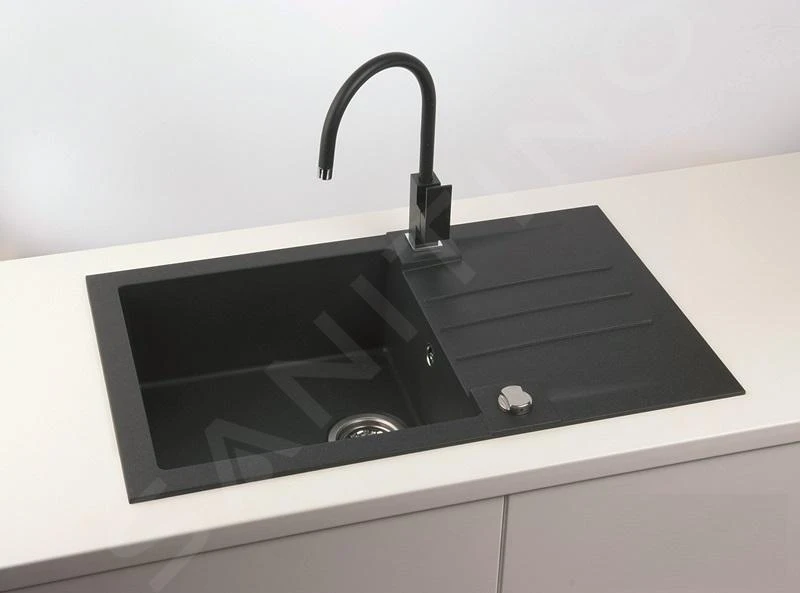 Alveus Rock - Granieten Spoelbak 780x480 Mm, Met Draaiknopbediening, Carbon 1090942 - Afbeelding 4